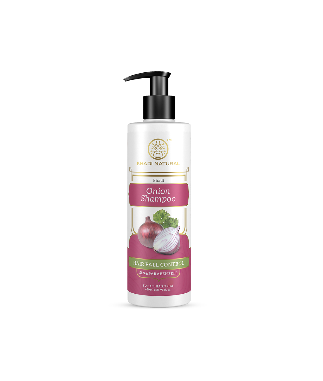 Khadi Natural Onion Shampoo/Cleanser | SLS & Paraben Free |Scalp nourishing formula|Controls dandruff and hairfall|Paraben free|Suitable for All Hair Types| 650 ml
