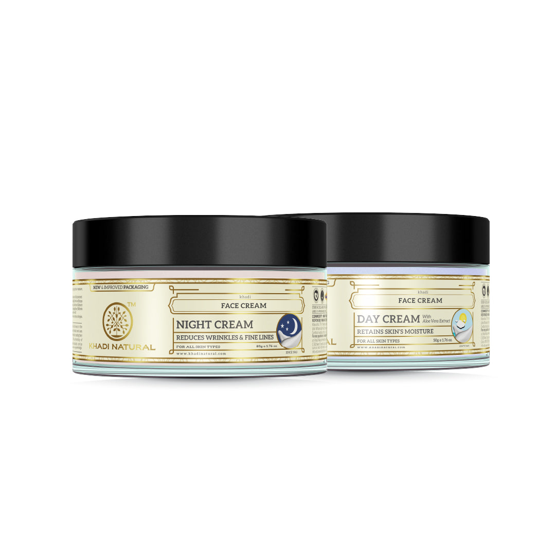Khadi Natural Day Bright & Night Repair Cream Combo - Pack of 2 (50gm Each)