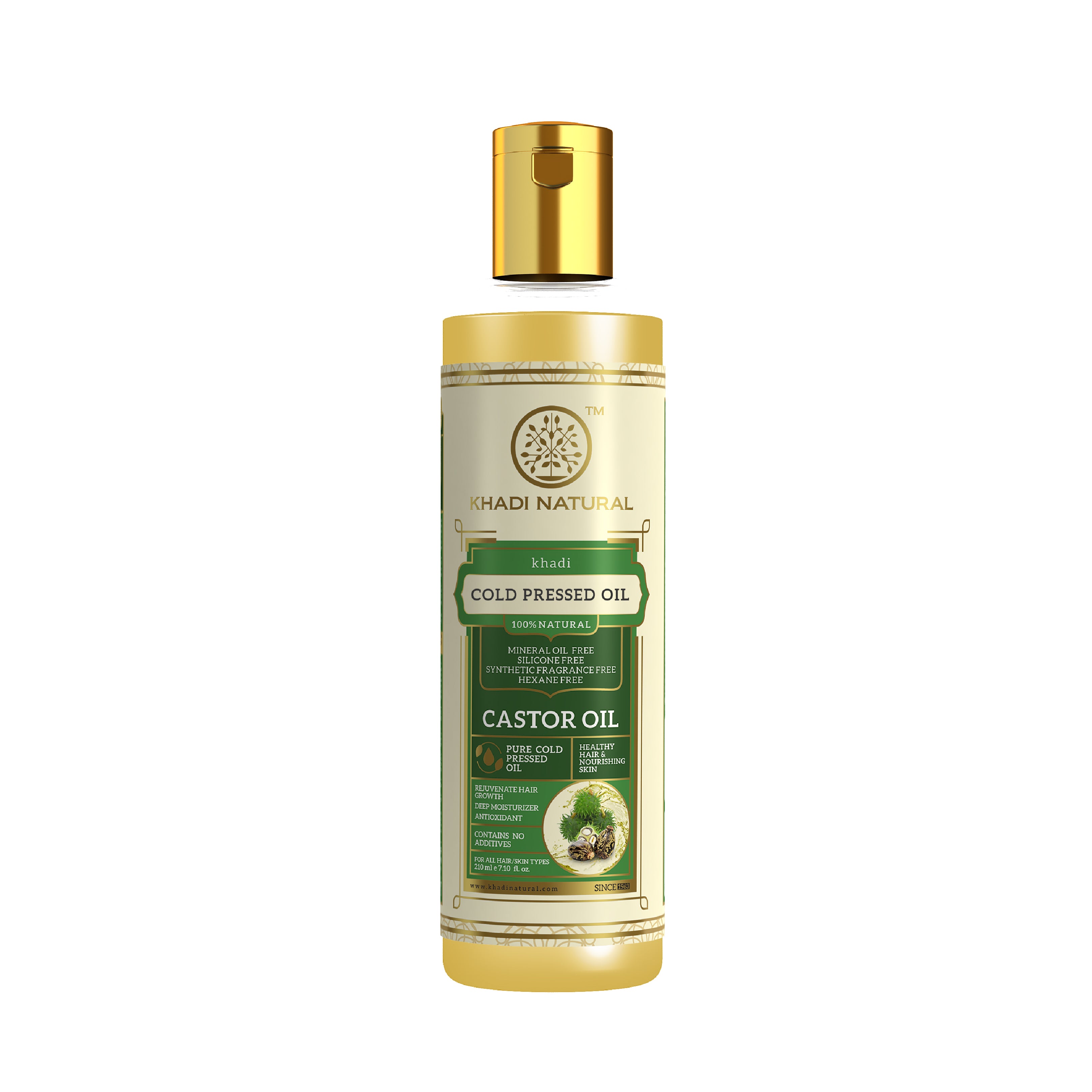 Khadi Natural Castor Cold Pressed Oil - 100% Natural - 210ml