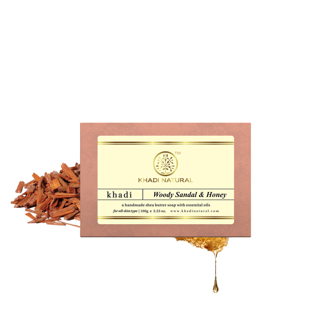 Khadi Natural Woody Sandal & Honey Soap 100 g (Pack of 8)
