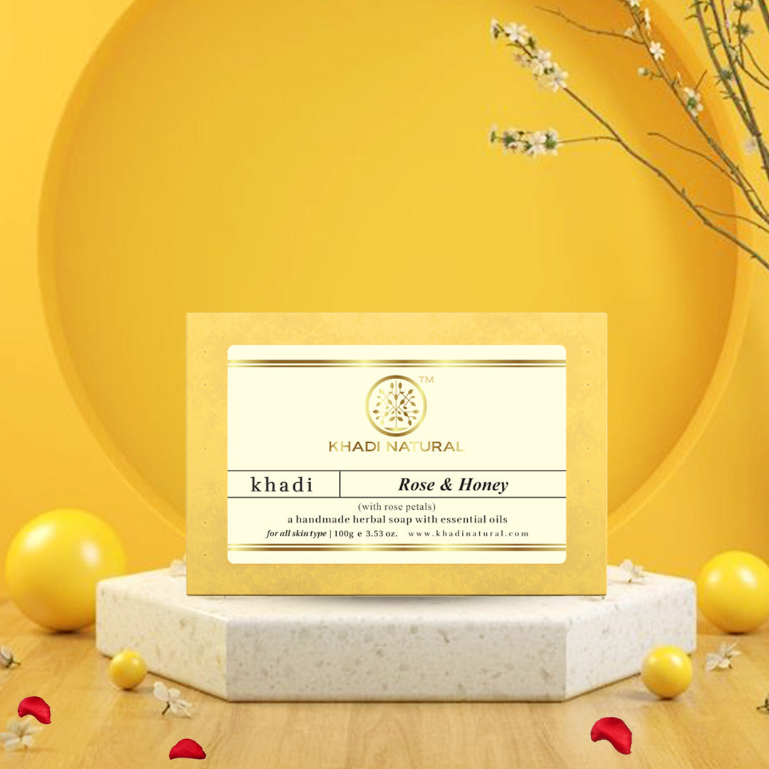 Khadi Natural Rose & Honey With Rose Petals Soap 100 g (Pack of 3)