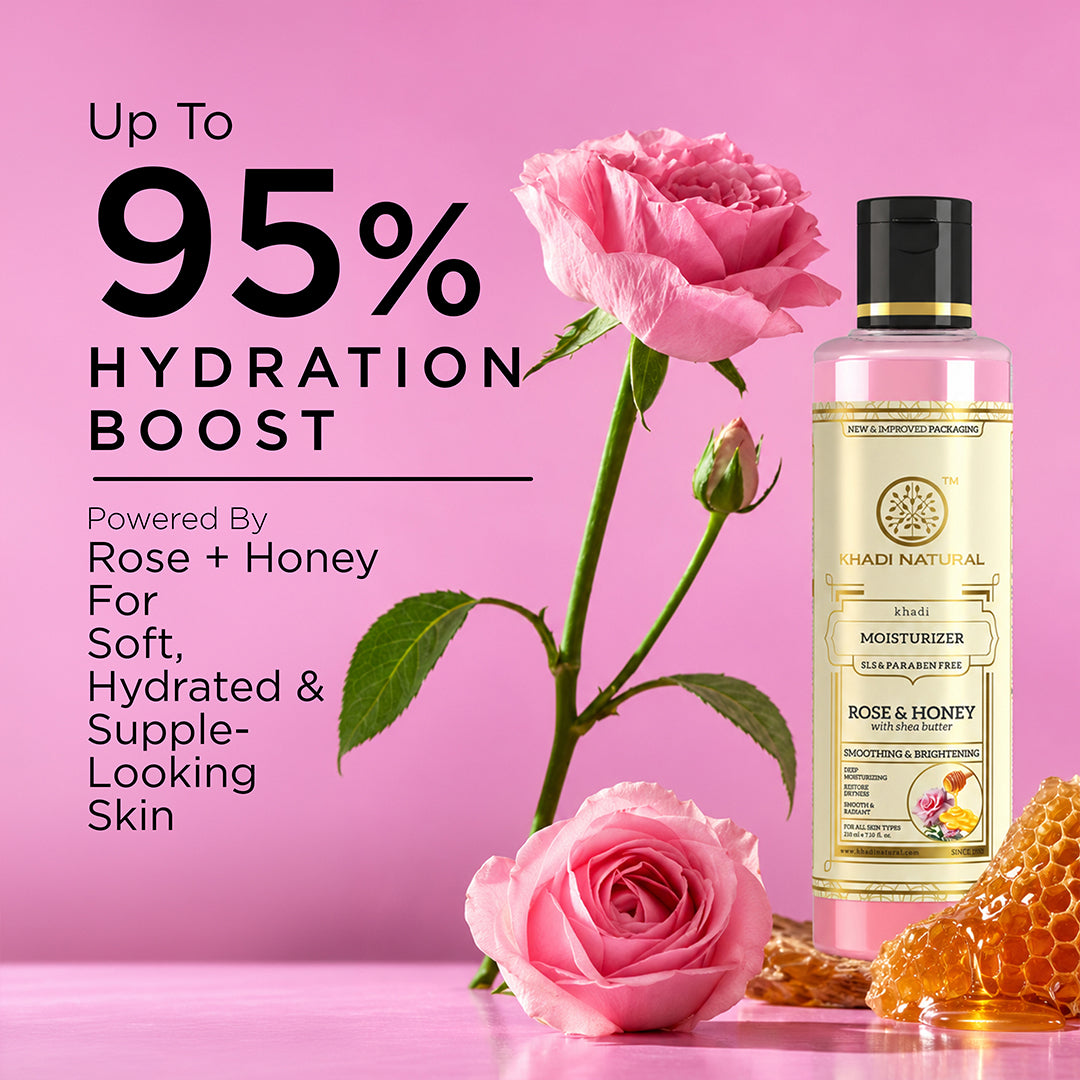 Khadi Natural Rose & Honey Moisturiser SLS & Paraben Free - 210ml Sale