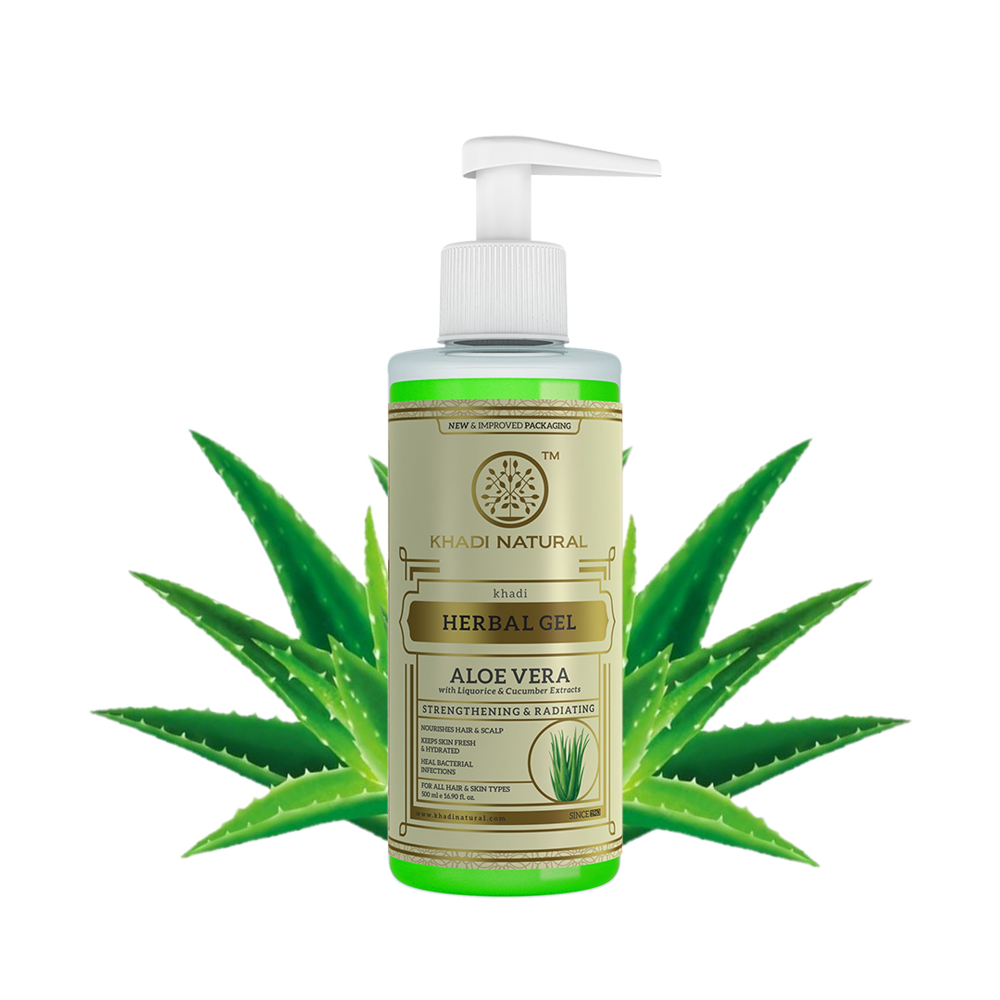Khadi Natural Aloe Vera Gel With Liquorize & Cucumber Extracts - 500 ml