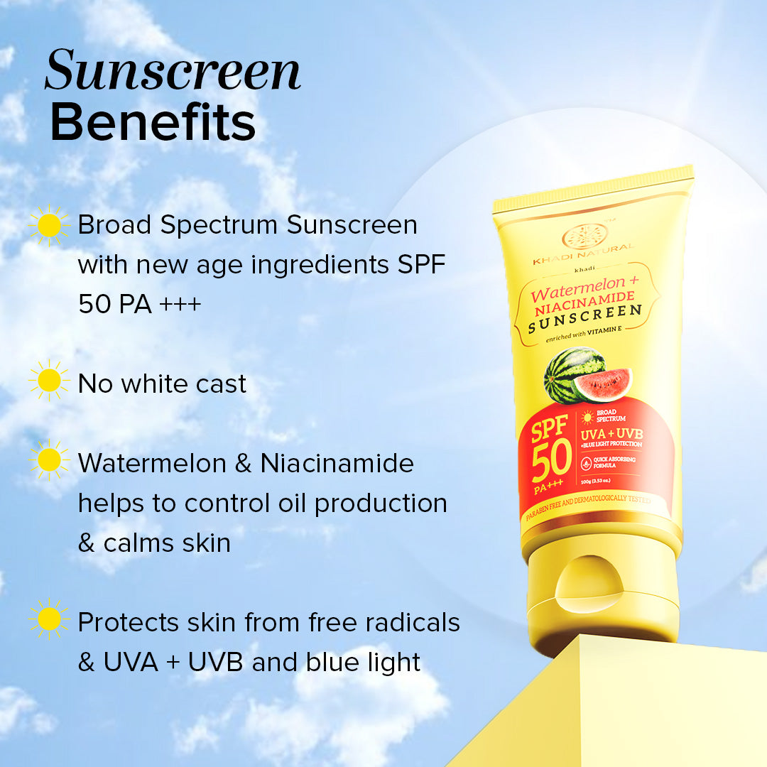 Khadi Natural Watermelon + Niacinamide Sunscreen Aqua Gel SPF 50 PA++++