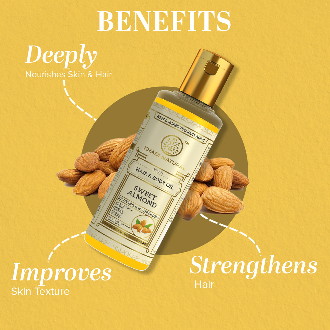 Khadi Natural Sweet Almond Hair & Body Oil - 100 ml