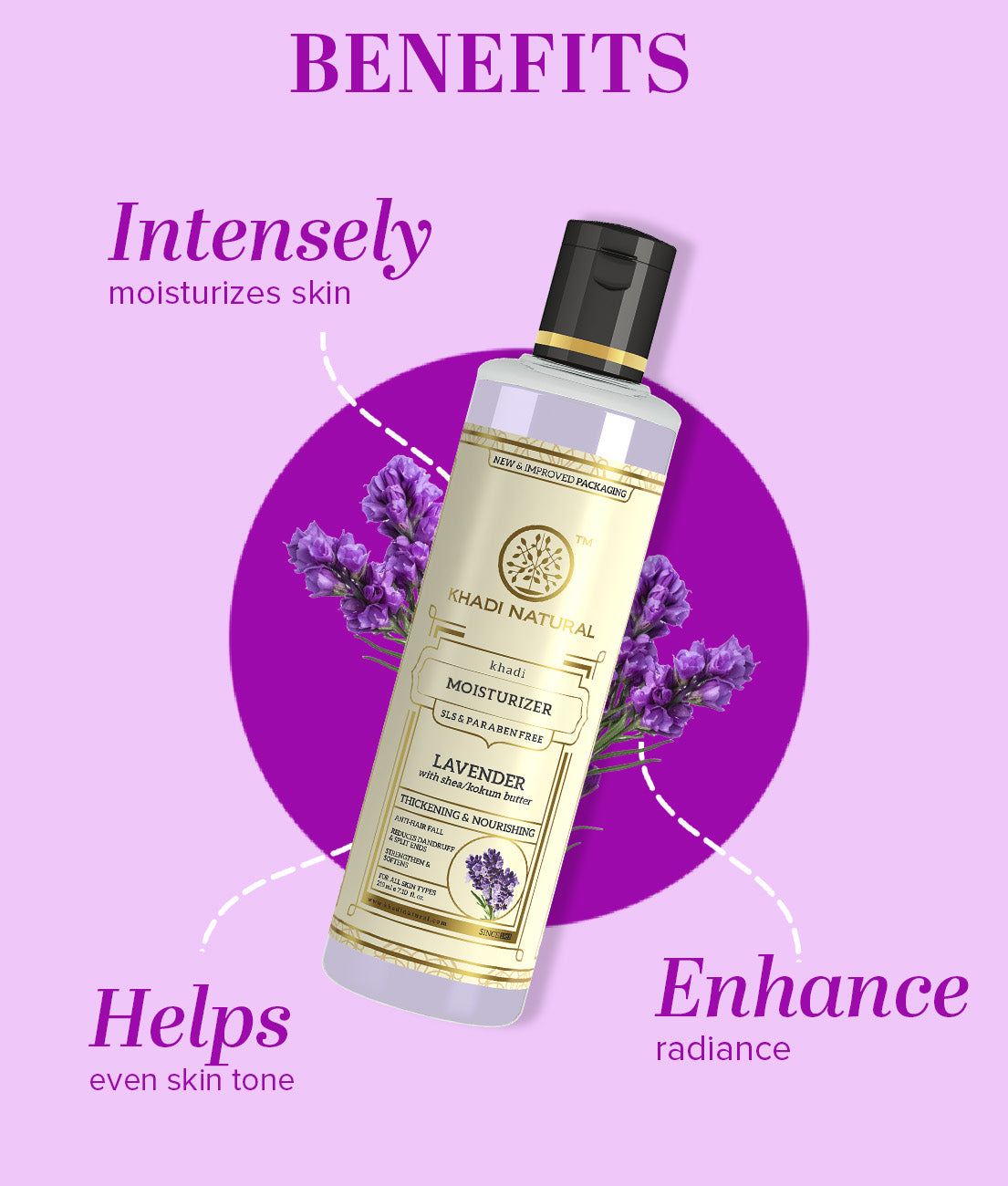 Khadi Natural Lavender Moisturizer- With Sheabutter- Paraben Free-210 ml