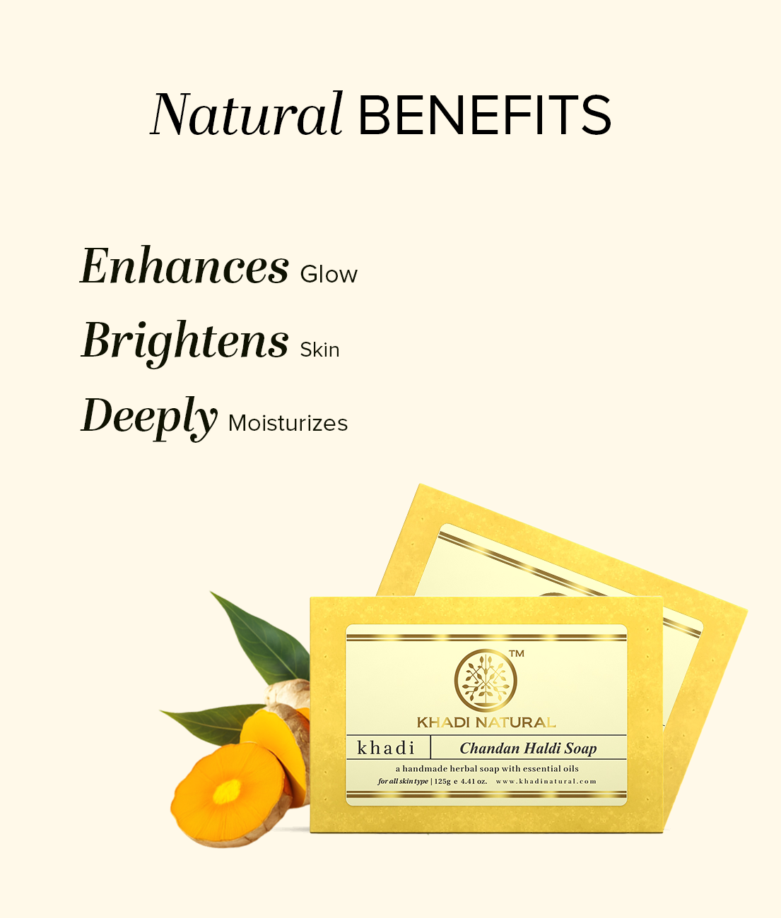 Khadi Natural Herbal Chandan Haldi Soap 125 g (Pack Of 3)