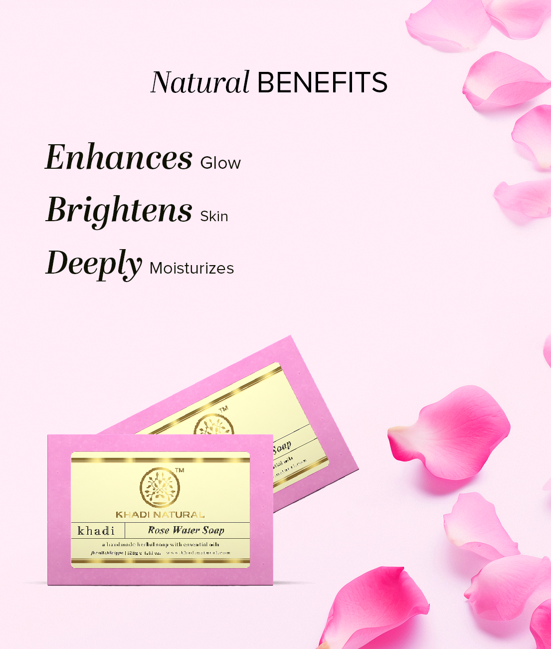 Khadi Natural Herbal Rose Water Soap-125 g