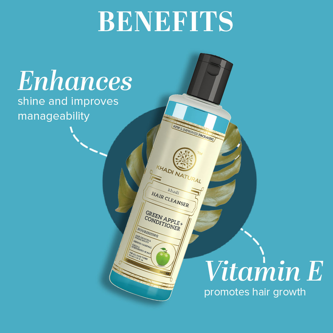 KHADI NATURAL Green Apple + Conditioner Hair Cleanser - 210 ml