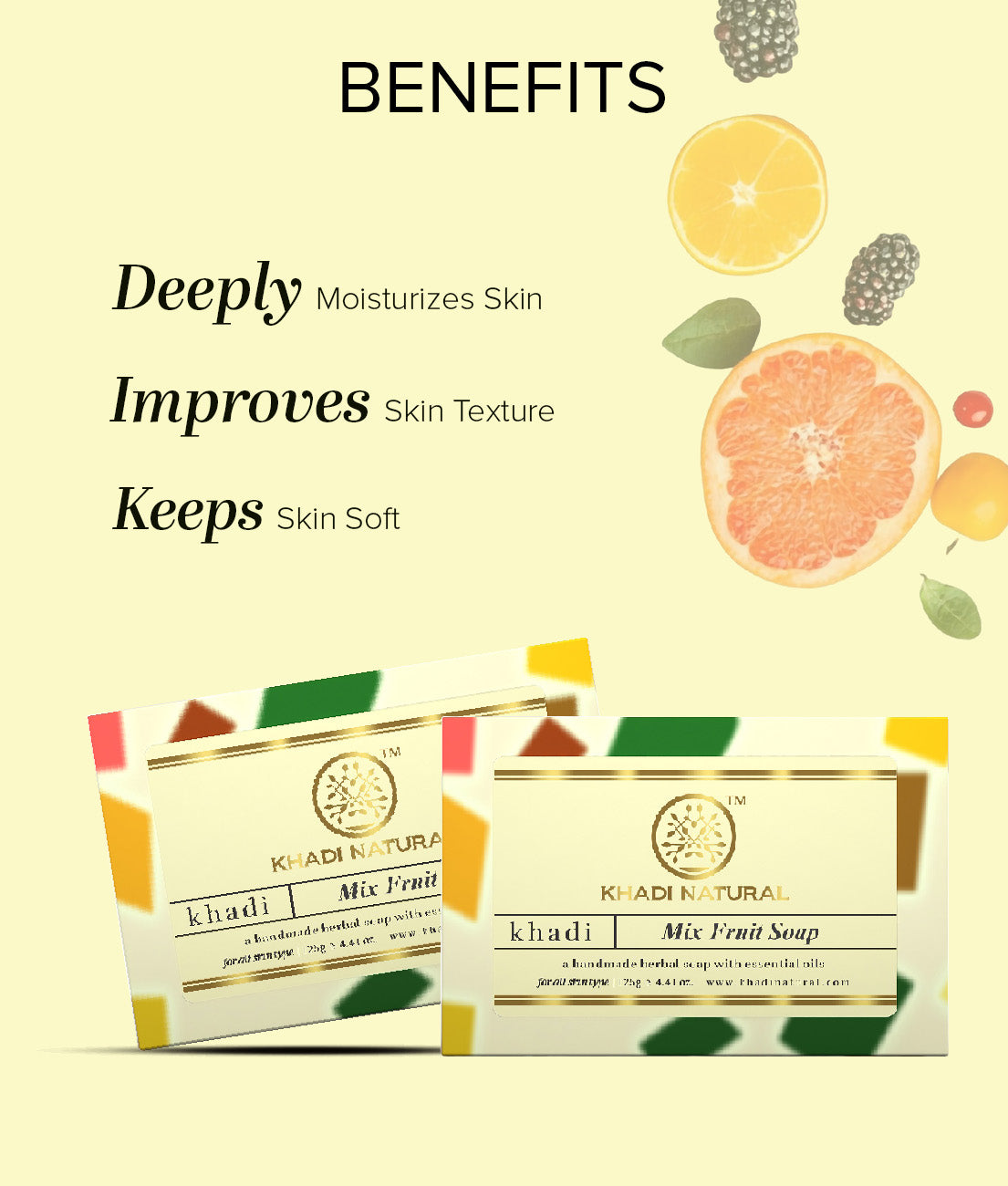 Khadi Natural Mix Fruit Soap 125g (Pack of 8)