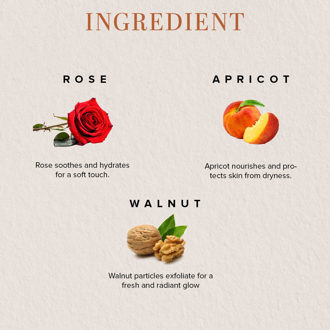 Khadi Natural Apricot & Walnut Cream Scrub With Rose-100 g