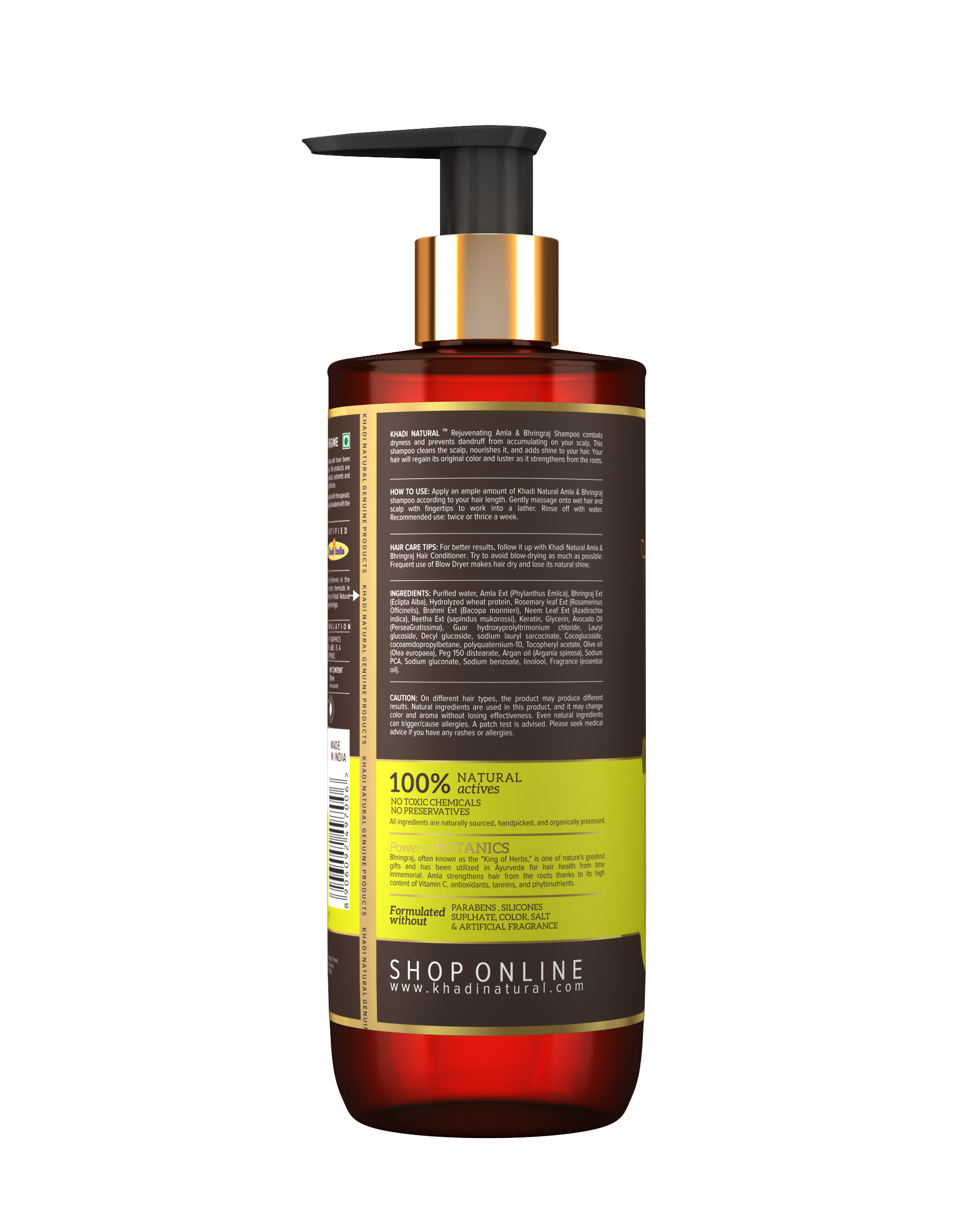 Khadi Natural Amla & Bhringraj Hair Cleanser - Parabens, Silicones, Sulphate, Color, Salt & Artificial Fragrance Free-310 ml