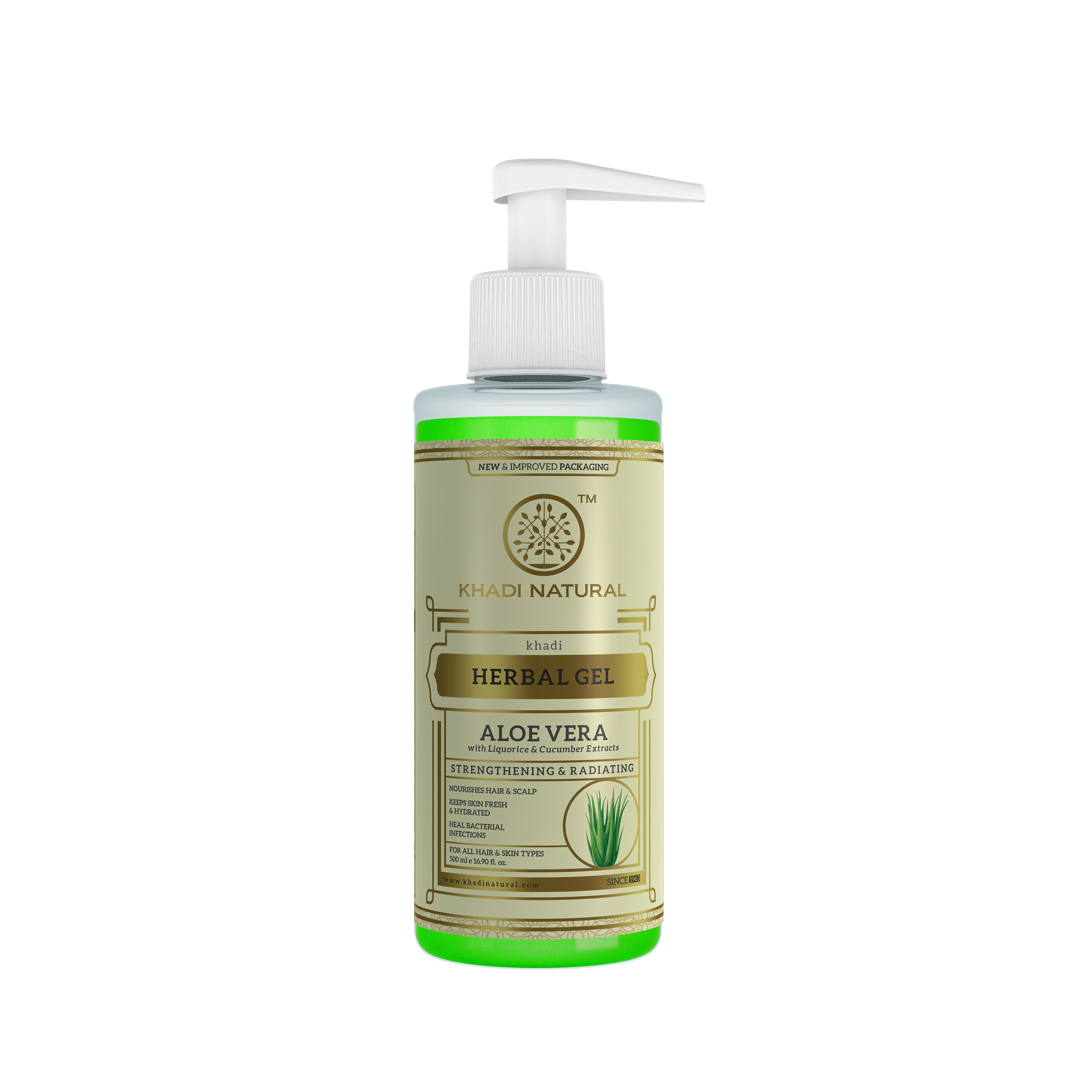 Khadi Natural Aloe Vera Gel With Liquorize & Cucumber Extracts - 500 ml