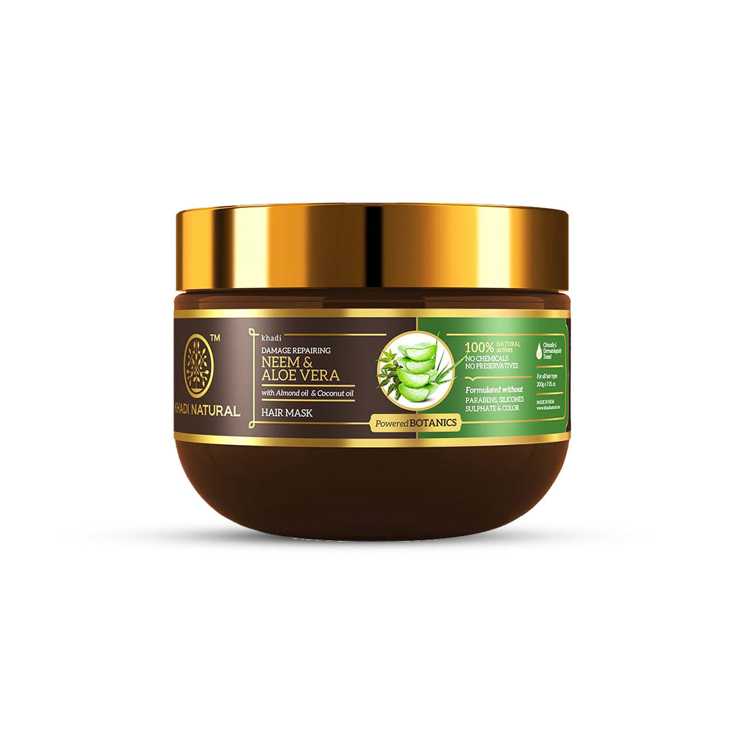 Khadi Natural Neem & Aloe Vera Hair Mask - Paraben, Silicones, Sulphate & Color Free-200 g