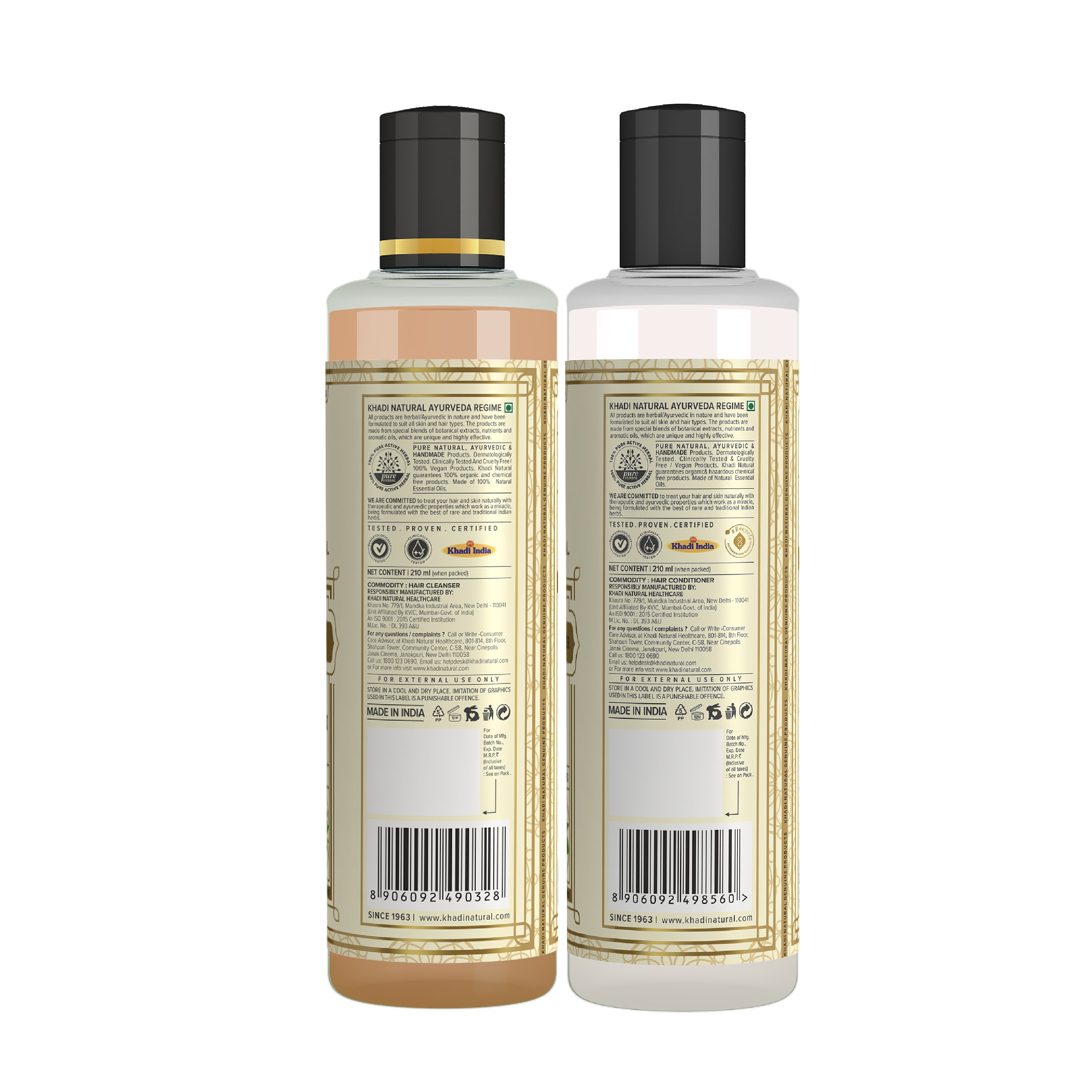 Khadi Natural Henna Tulsi Extra Conditioning Hair Cleanser (SLS & Paraben Free) & Henna Tulsi Hair Conditioner Combo Pack of 2 – 210ml Each