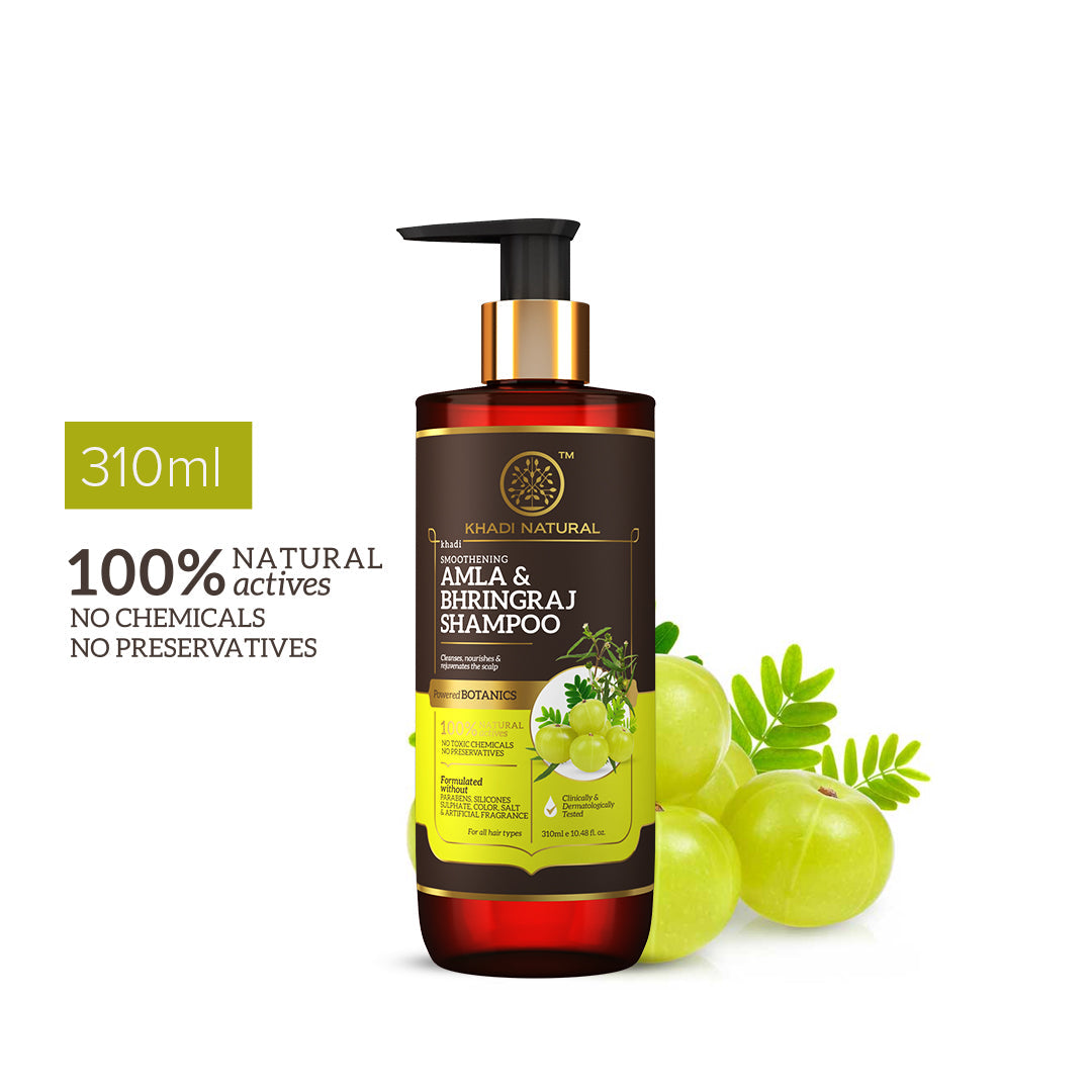 Khadi Natural Amla & Bhringraj Hair Cleanser - Parabens, Silicones, Sulphate, Color, Salt & Artificial Fragrance Free-310 ml - Sale