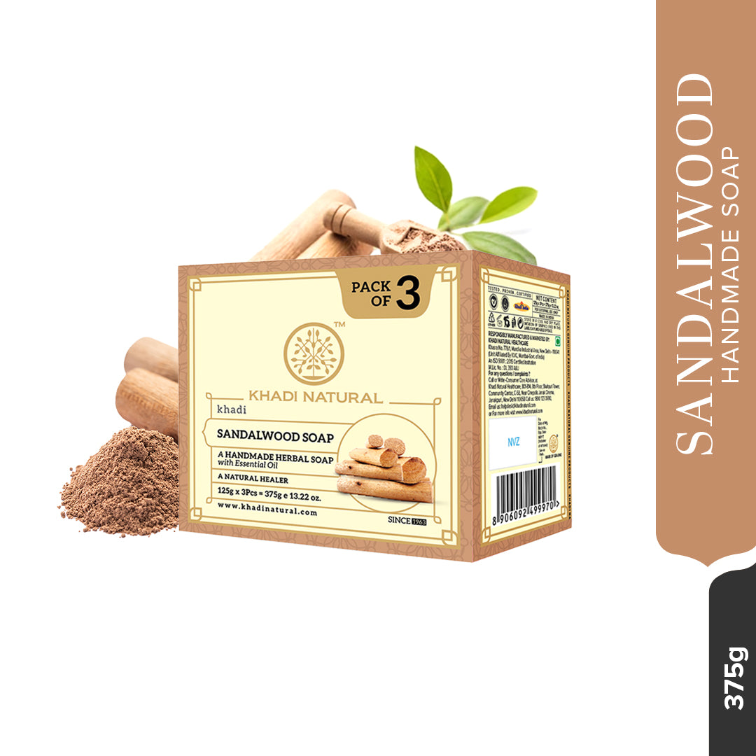 Khadi Natural Herbal Sandalwood Soap 125g (Pack Of 3)