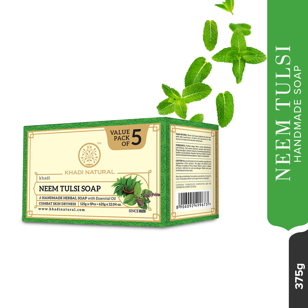 Khadi Natural Herbal Neem Tulsi Soap (Pack of 5)