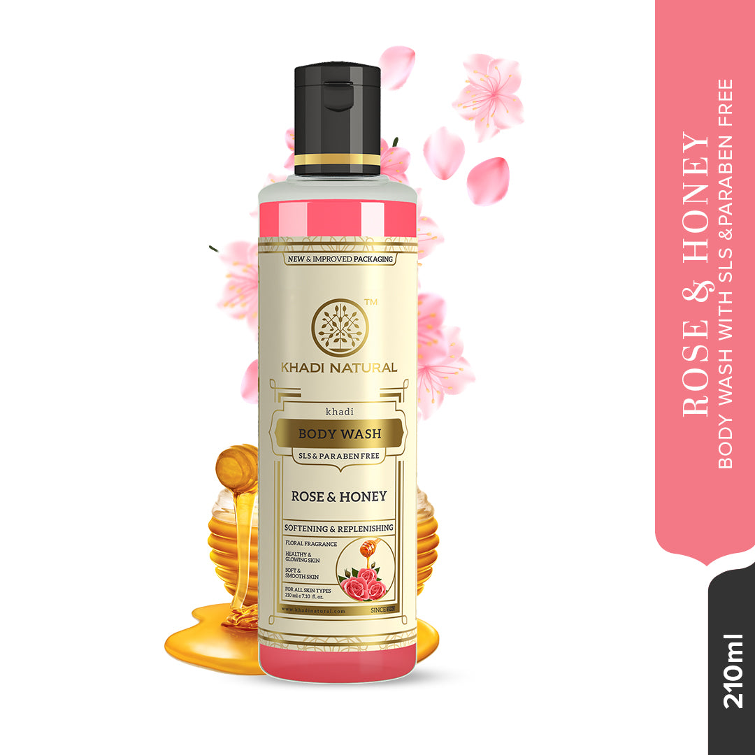 Khadi Natural Rose And Honey Body Wash- Sls & Paraben Free - 210 ml