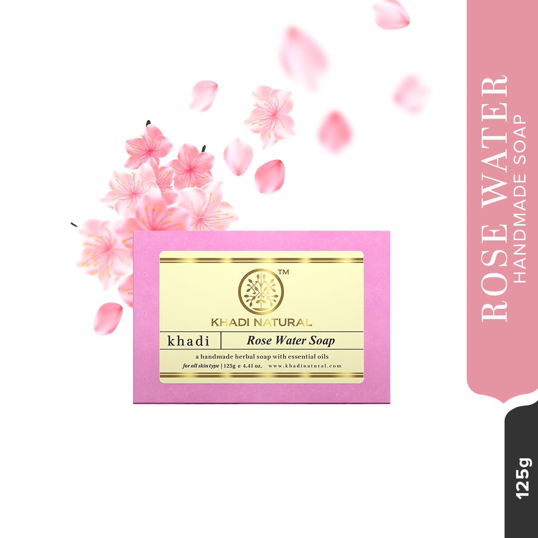 Khadi Natural Herbal Rose Water Soap-125 g