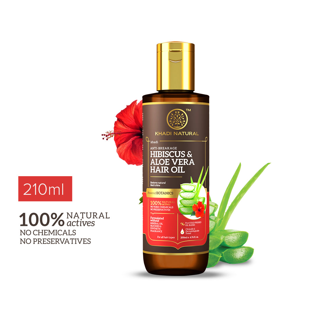 Khadi Natural Hibiscus & Aloe Vera Hair Oil - Mineral Oil, Silicones, Synthetic Fragrance Free-200 ml