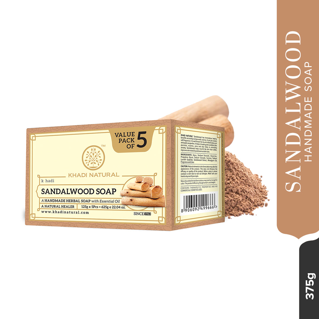 Khadi Natural Sandalwood Soap (Pack of 5)