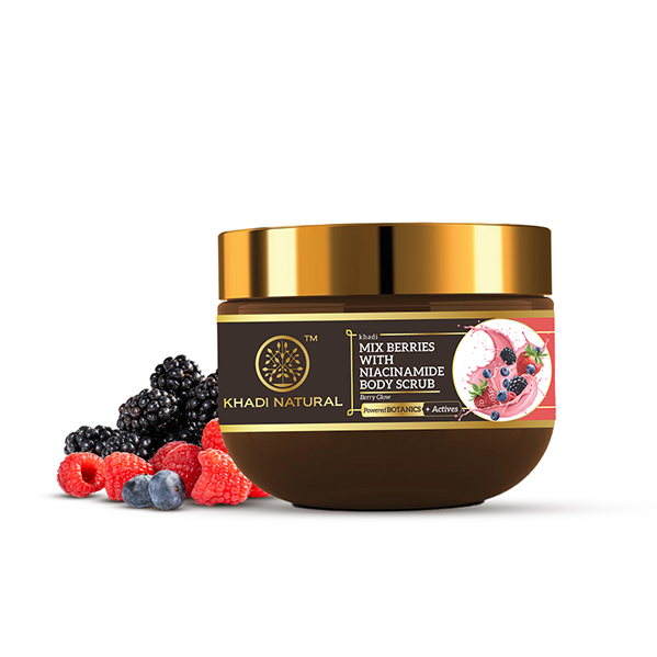Khadi Natural Powered Botanics Mix Berries with Niacinamide Body Scrub – 200gm