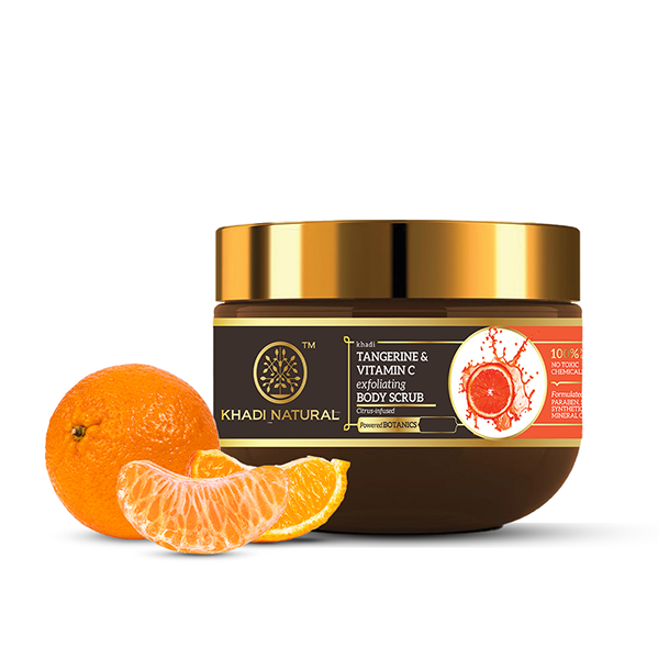 Khadi Natural Powered Botanics Tangerine & Vitamin C Exfoliating Body Scrub – 200gm