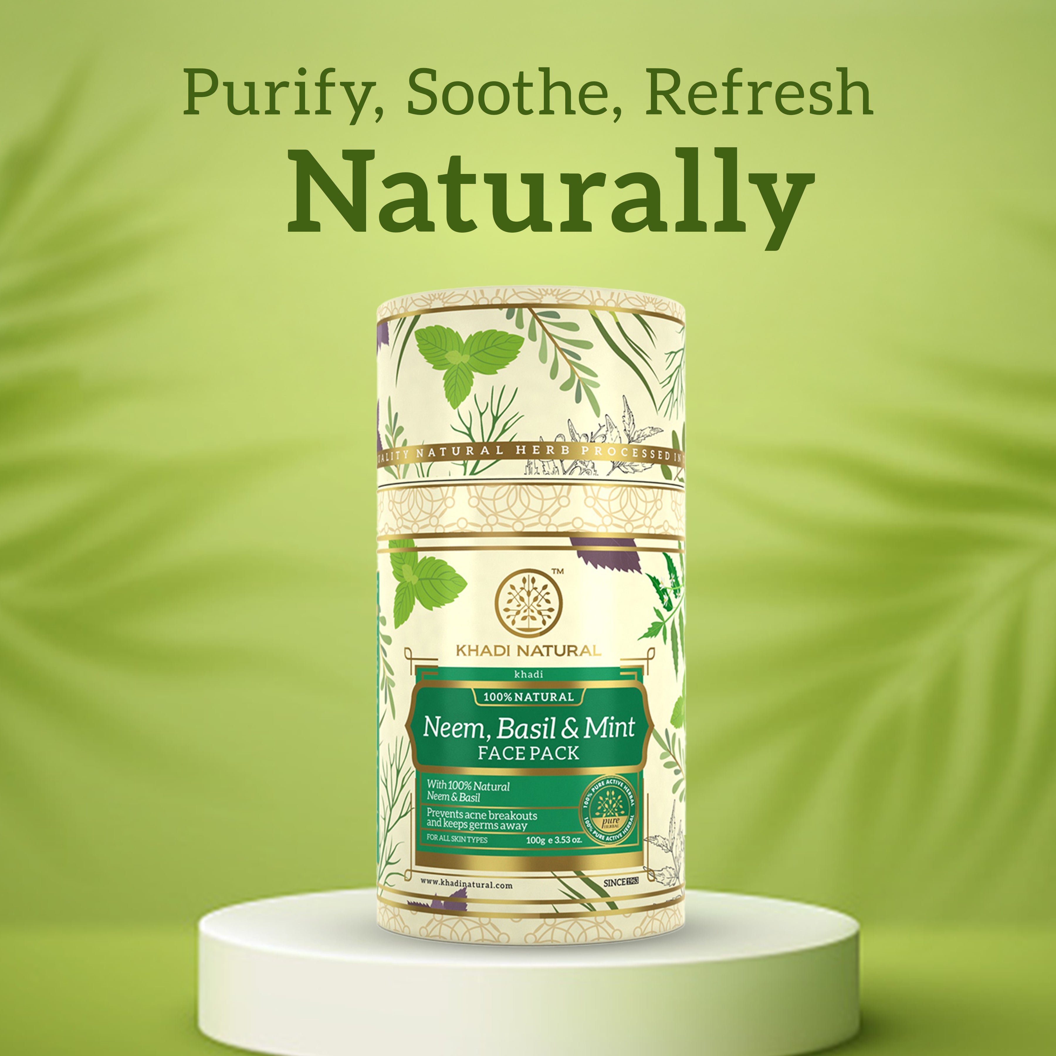 Khadi Natural Neem, Basil & Mint Face Pack - 100gm