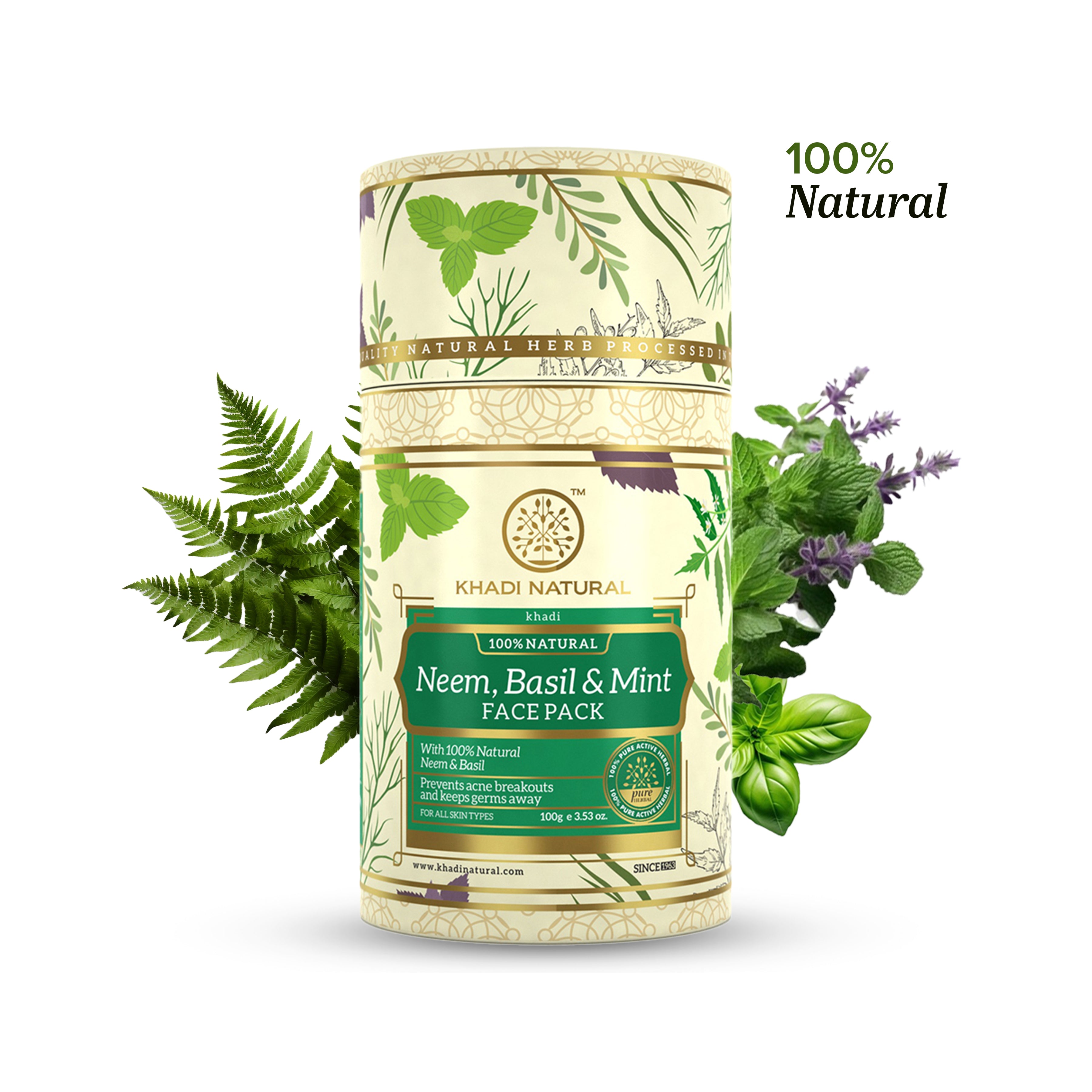 Khadi Natural Neem, Basil & Mint Face Pack - 100gm