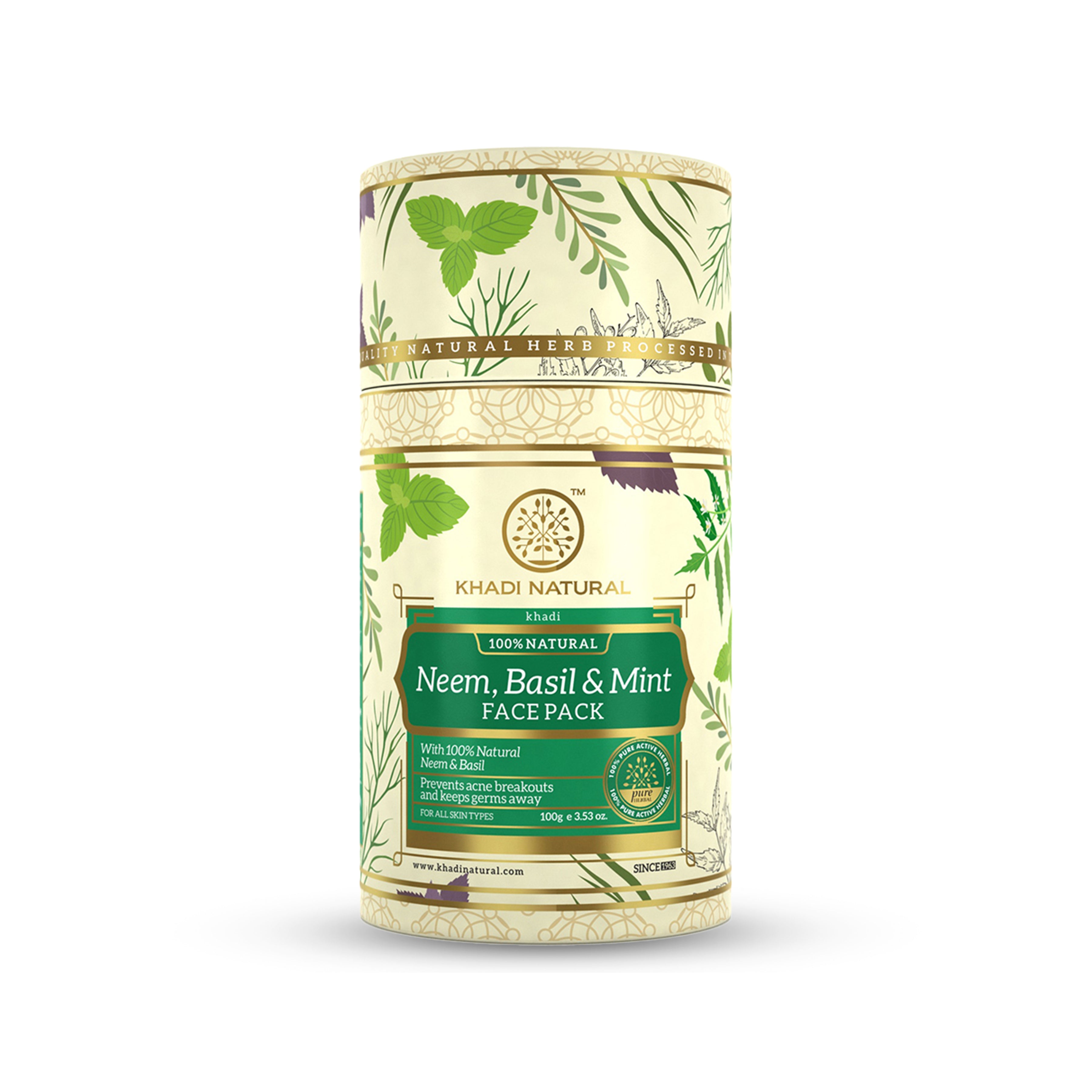 Khadi Natural Neem, Basil & Mint Face Pack - 100gm