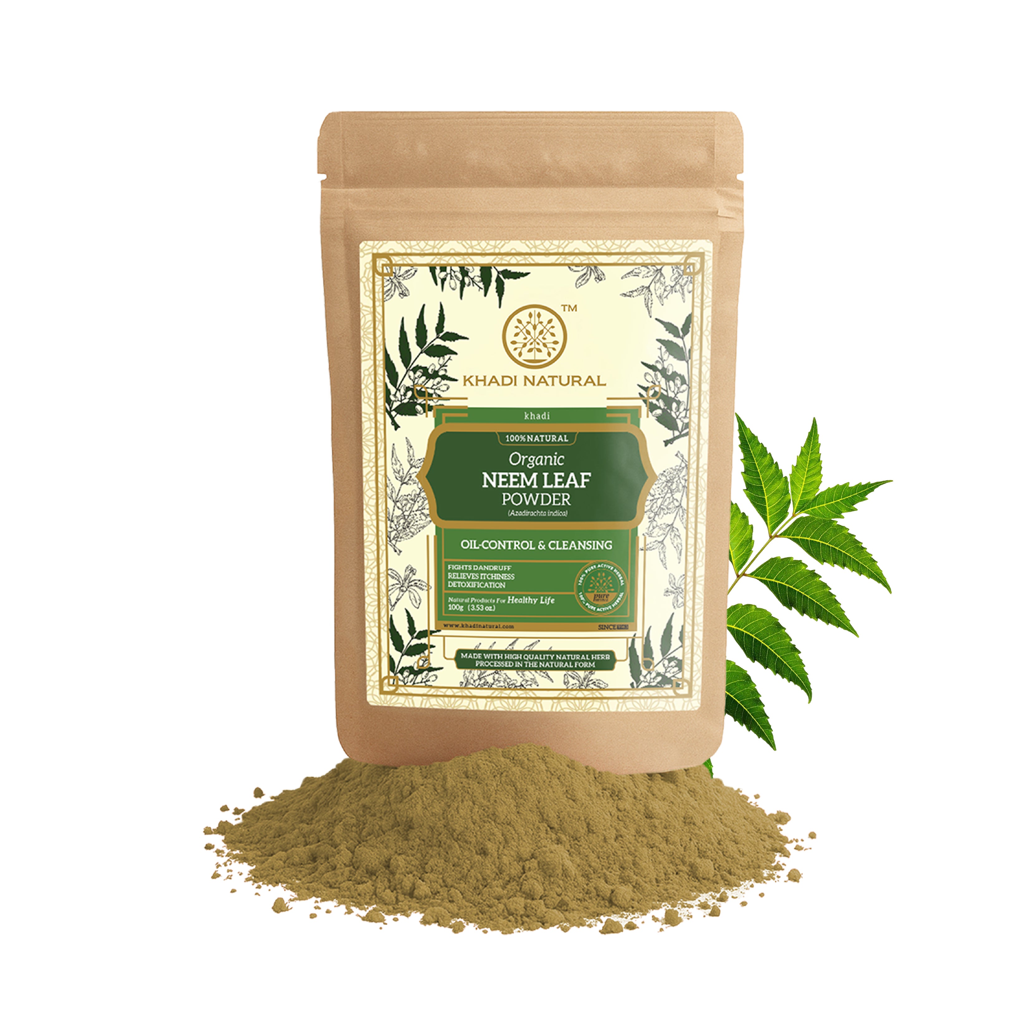 Khadi Natural Organic Neem Leaf Powder For Hair - 100% Natural - 100gm