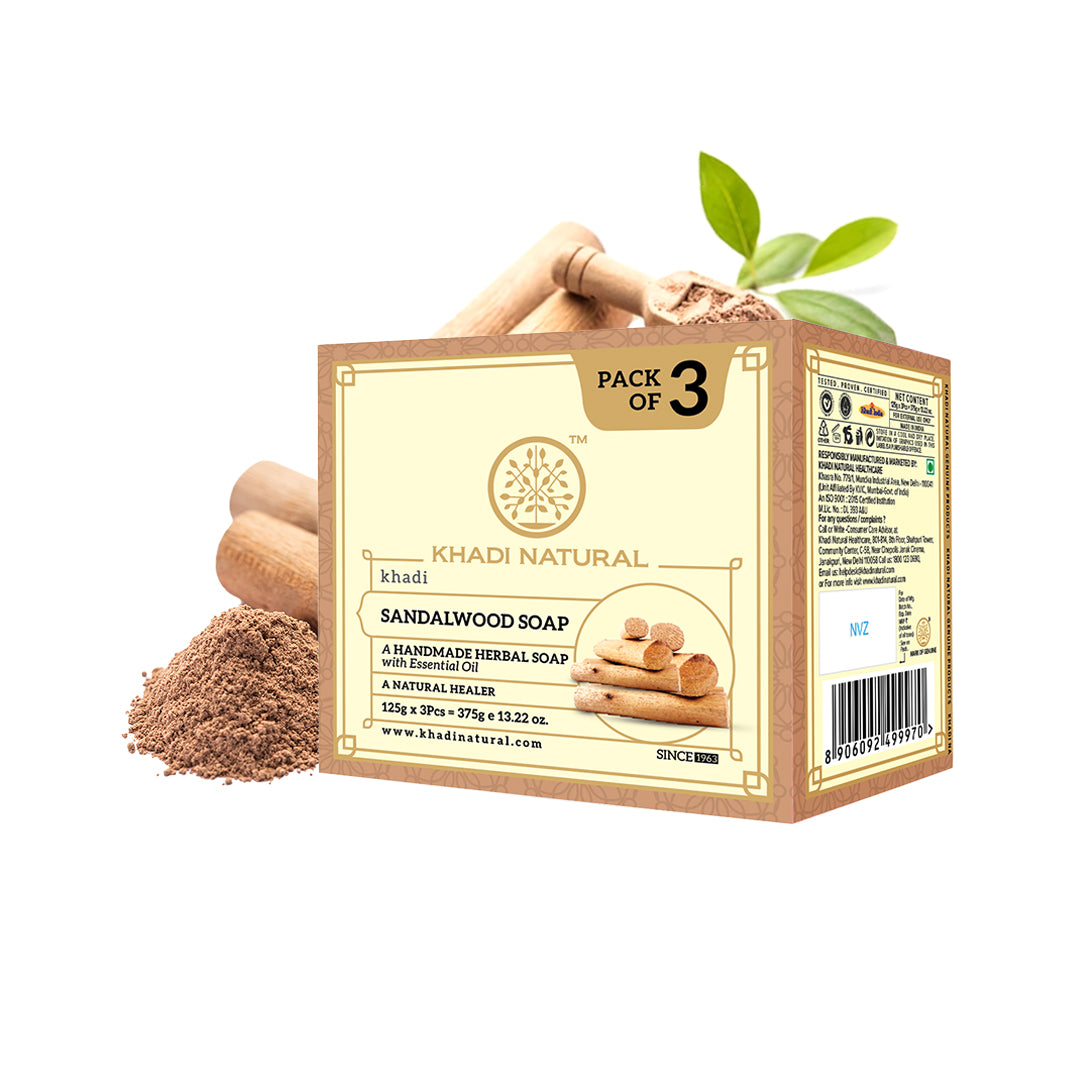 Khadi Natural Herbal Sandalwood Soap 125g (Pack Of 3)
