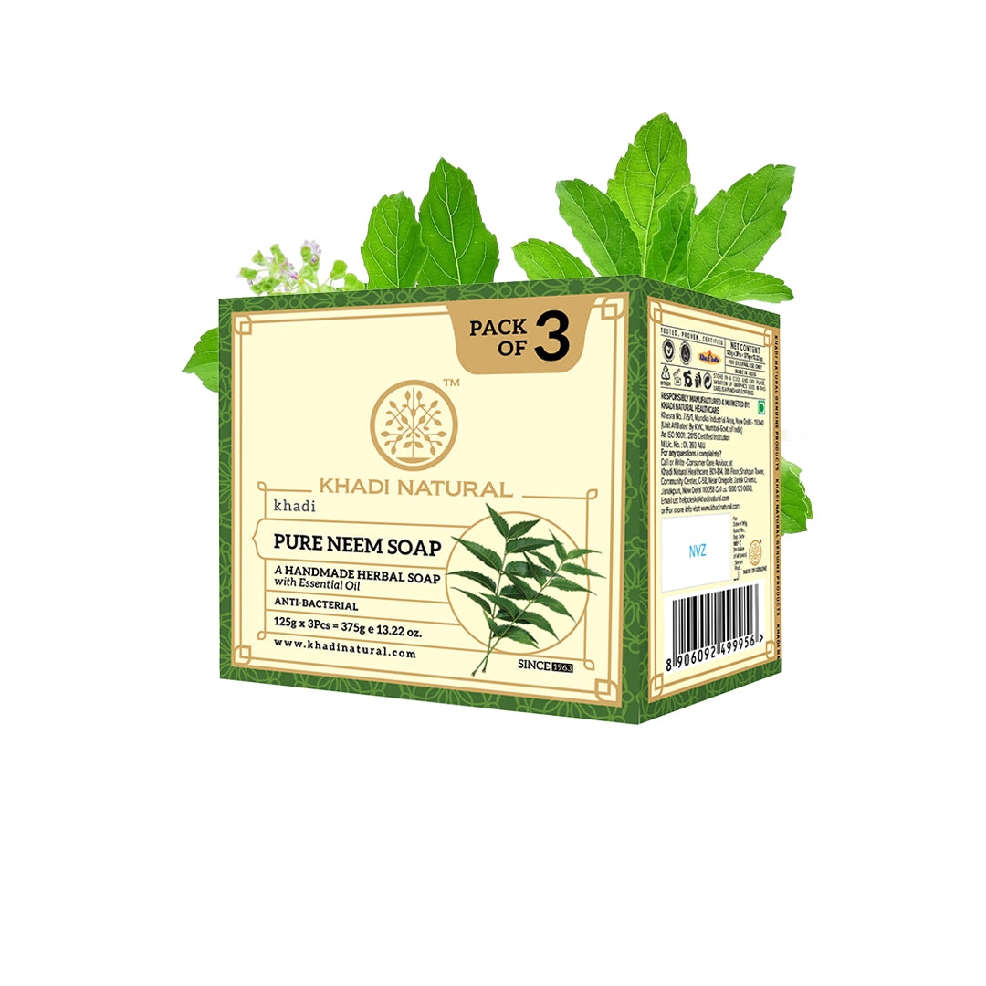 Khadi Natural Herbal Pure Neem Soap 125 g (Pack Of 3)