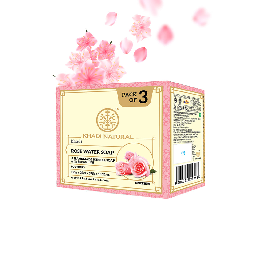 Khadi Natural Rosewater Soap 125 g (Pack of 3)