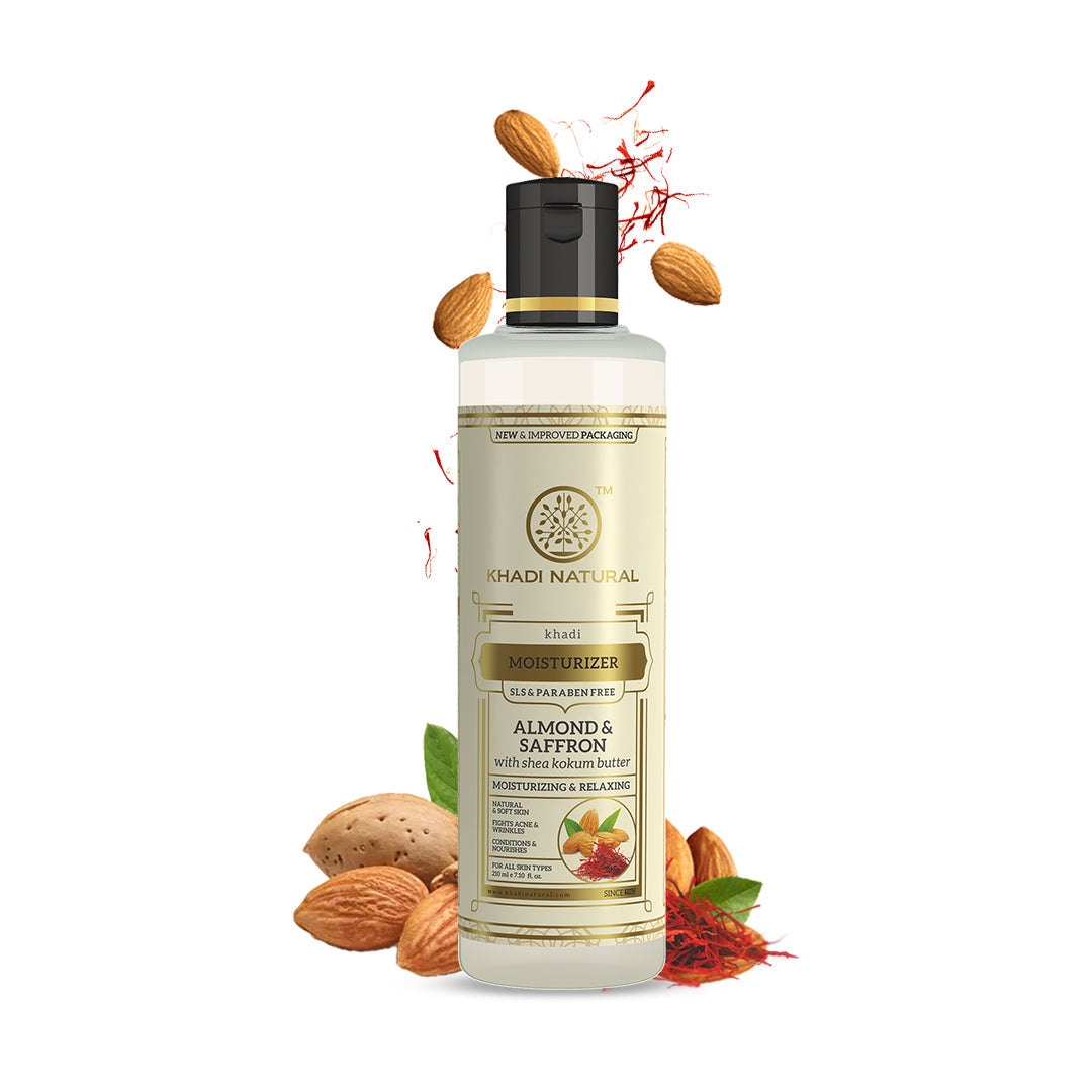 Khadi Natural Almond & Saffron Moisturizer- Sls & Paraben Free-210 ml