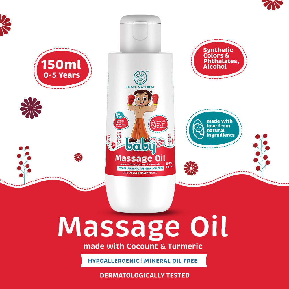 Khadi Natural Chota Bheem Baby Massage Oil (Coconut & Turmeric)-150Ml