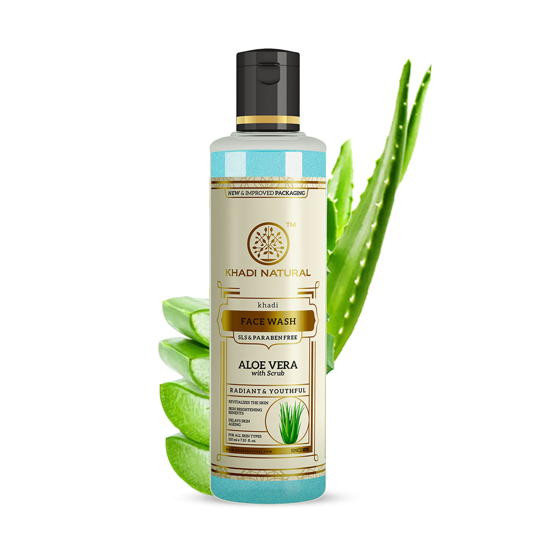 Khadi Natural Aloevera Face Wash With Scrub (Sls & Paraben Free)-210 ml