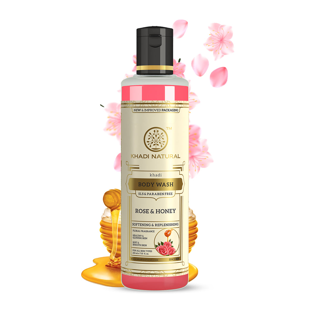 Khadi Natural Rose And Honey Body Wash- Sls & Paraben Free - 210 ml