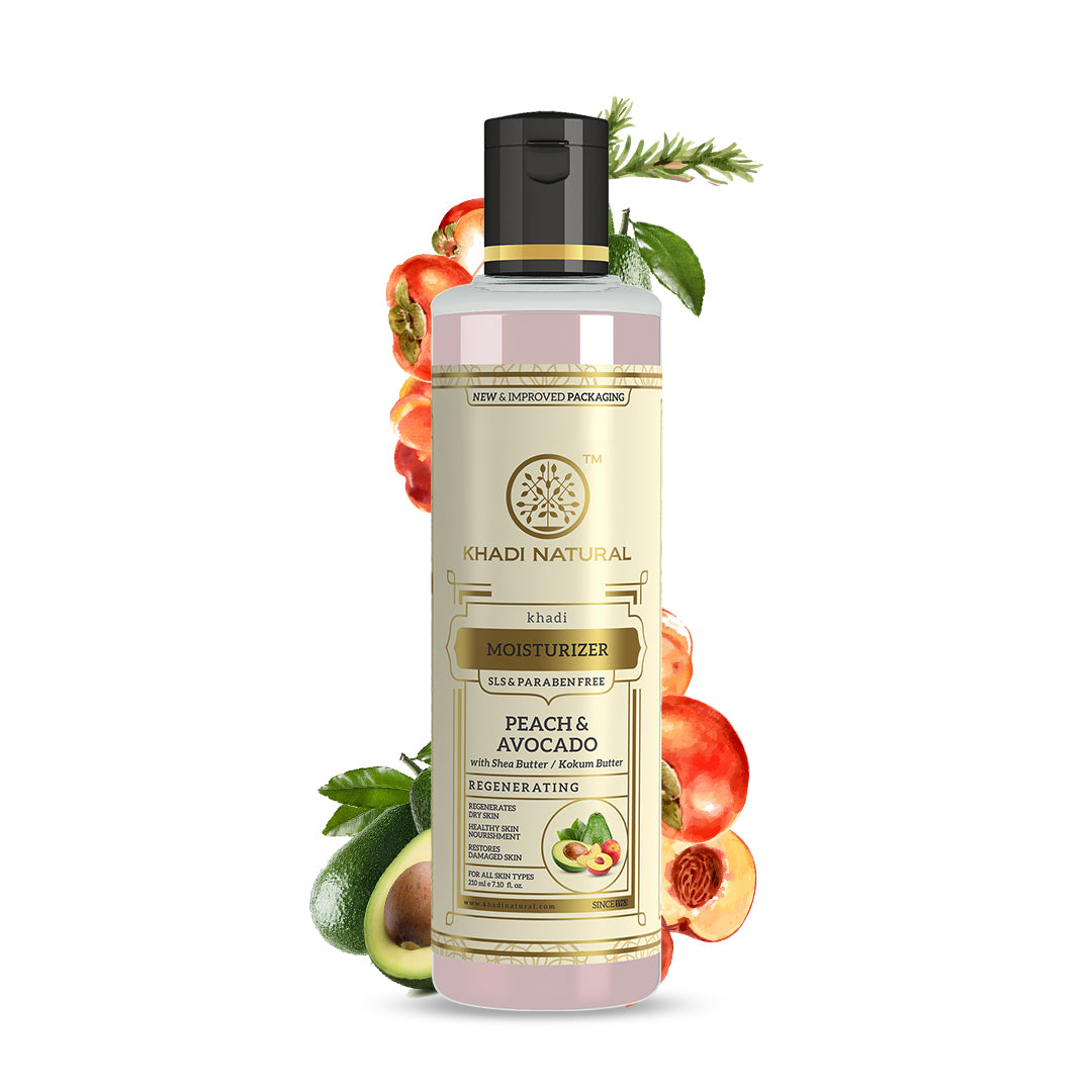 Khadi Natural Peach Avocado Moisturizer with SLS & Paraben Free -210 ml