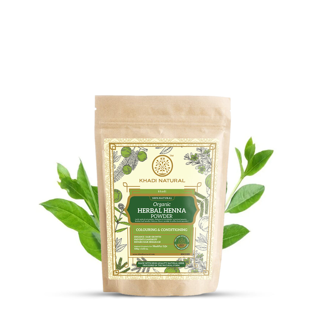 KHADI NATURAL Organic Herbal Henna Powder - 100% Natural - 100 g