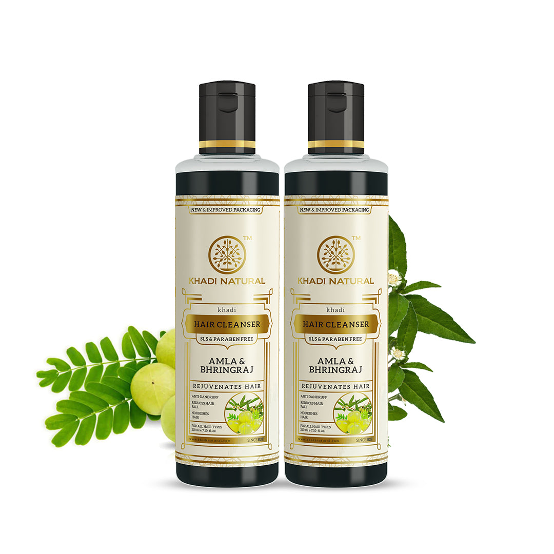 Khadi Natural Amla & bhringraj hair cleanser-SLS/Paraben Free Set of 2