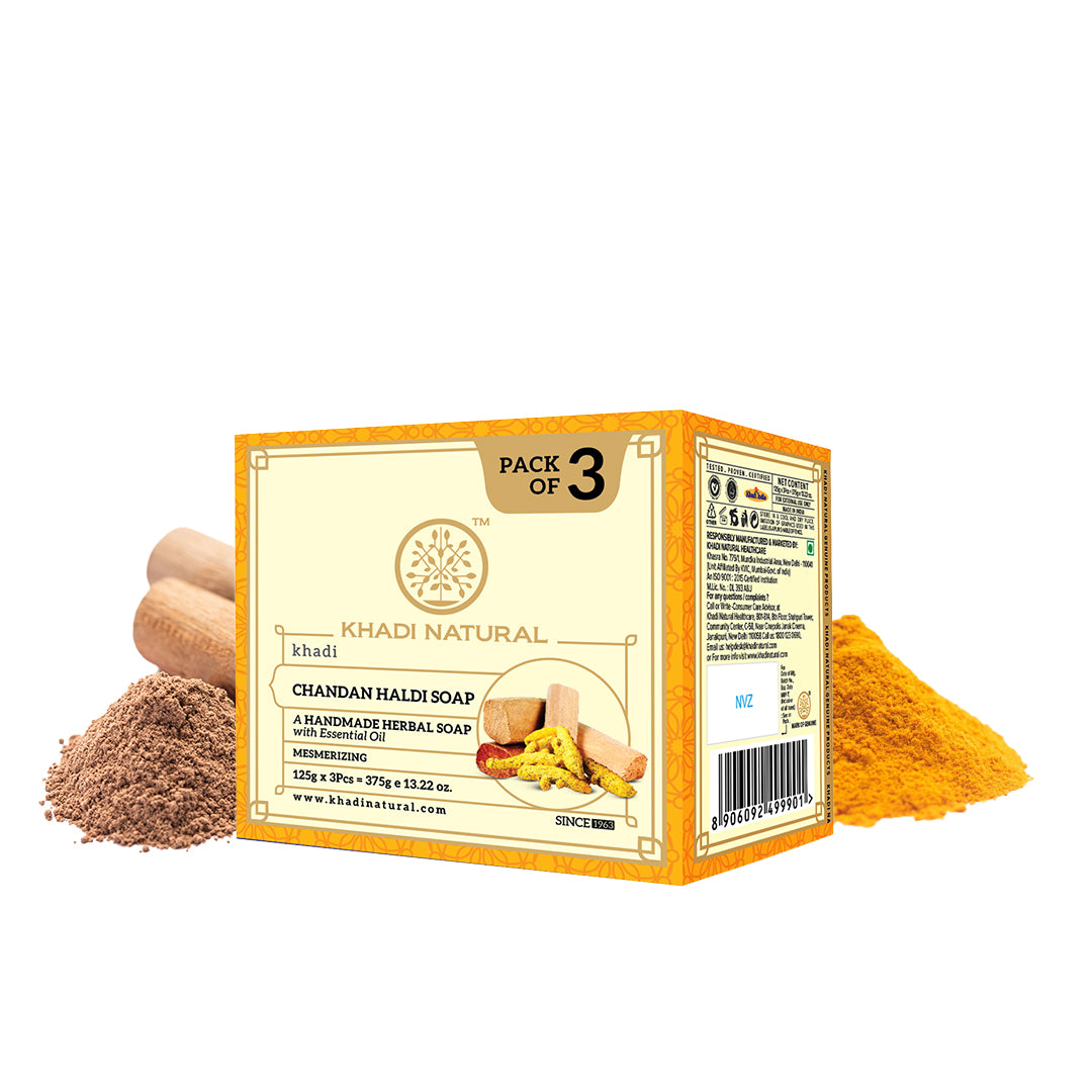 Khadi Natural Herbal Chandan Haldi Soap 125 g (Pack Of 3)