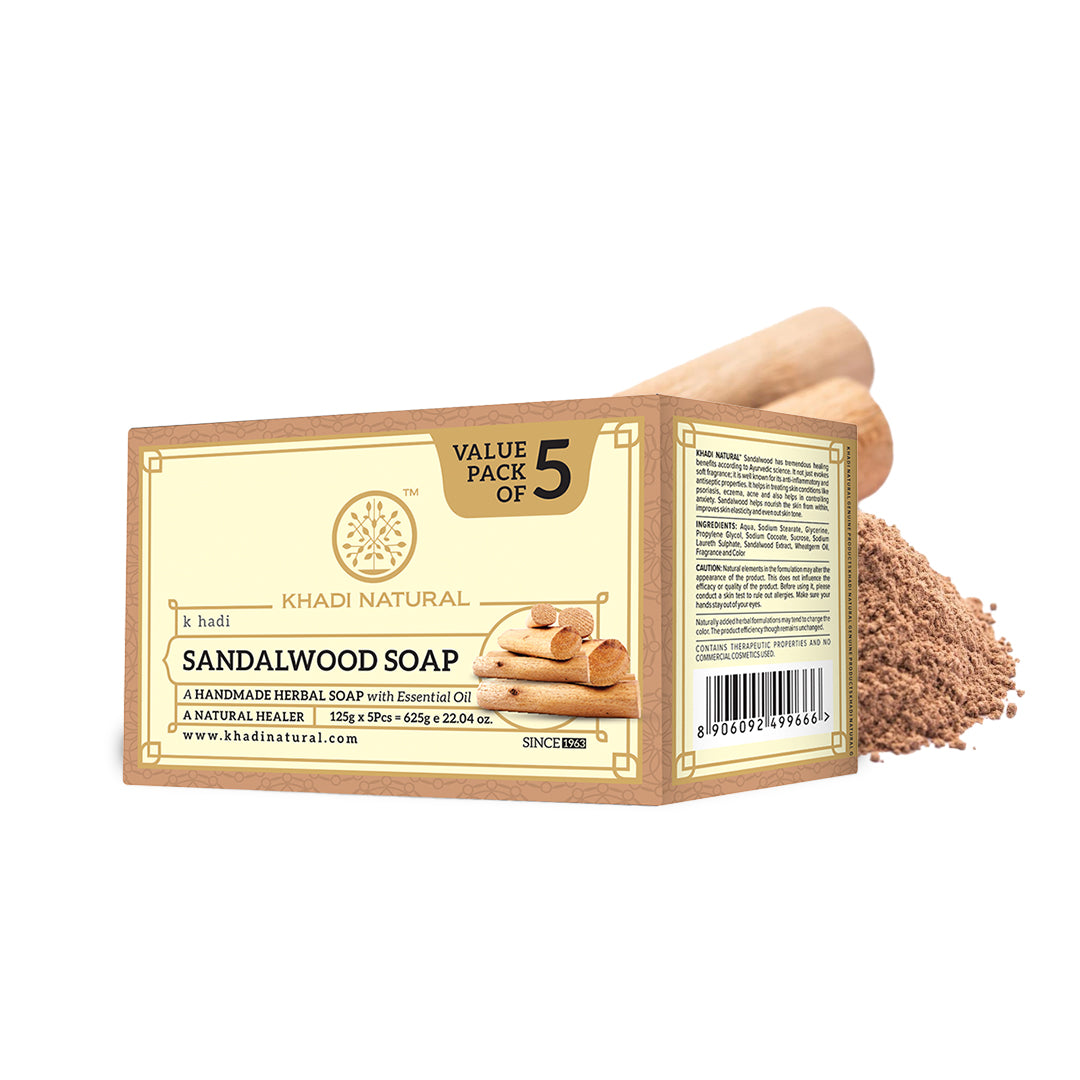 Khadi Natural Sandalwood Soap (Pack of 5)