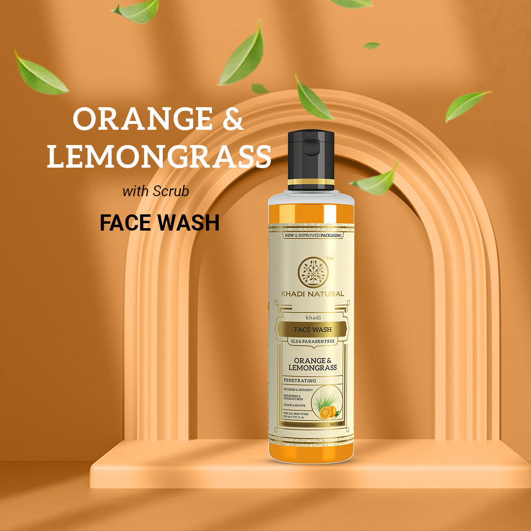 Khadi Natural Herbal Orange & Lemongrass Face Wash SLS & Paraben Free - 210 ml