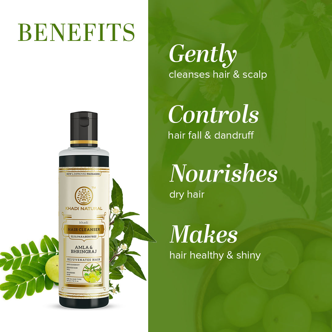 Khadi Natural Benefits of Herbal Amla & Bhringraj Hair Cleanser