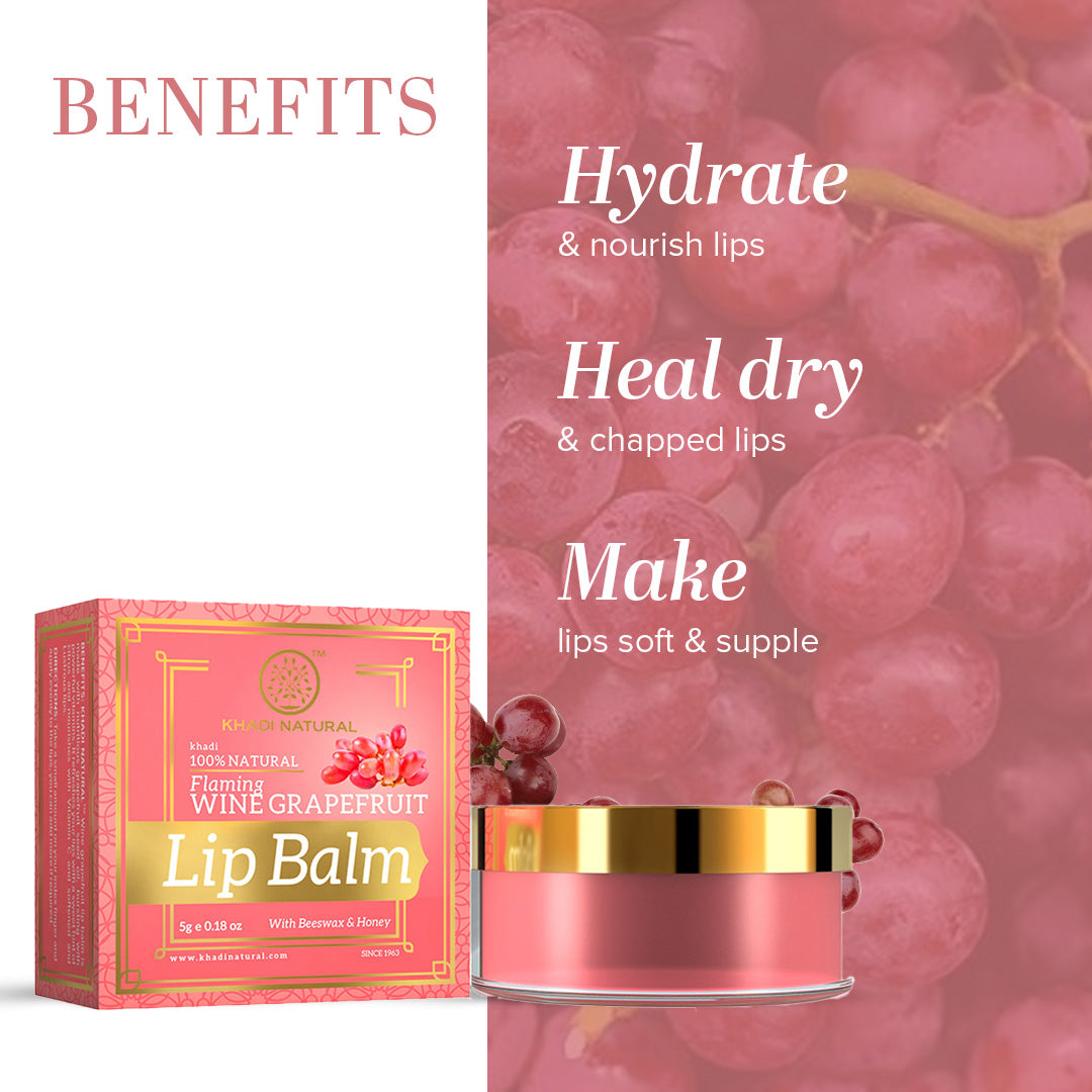 Khadi Natural Wine Grapefruit Lip Balm- With Beeswax & Honey-5 G