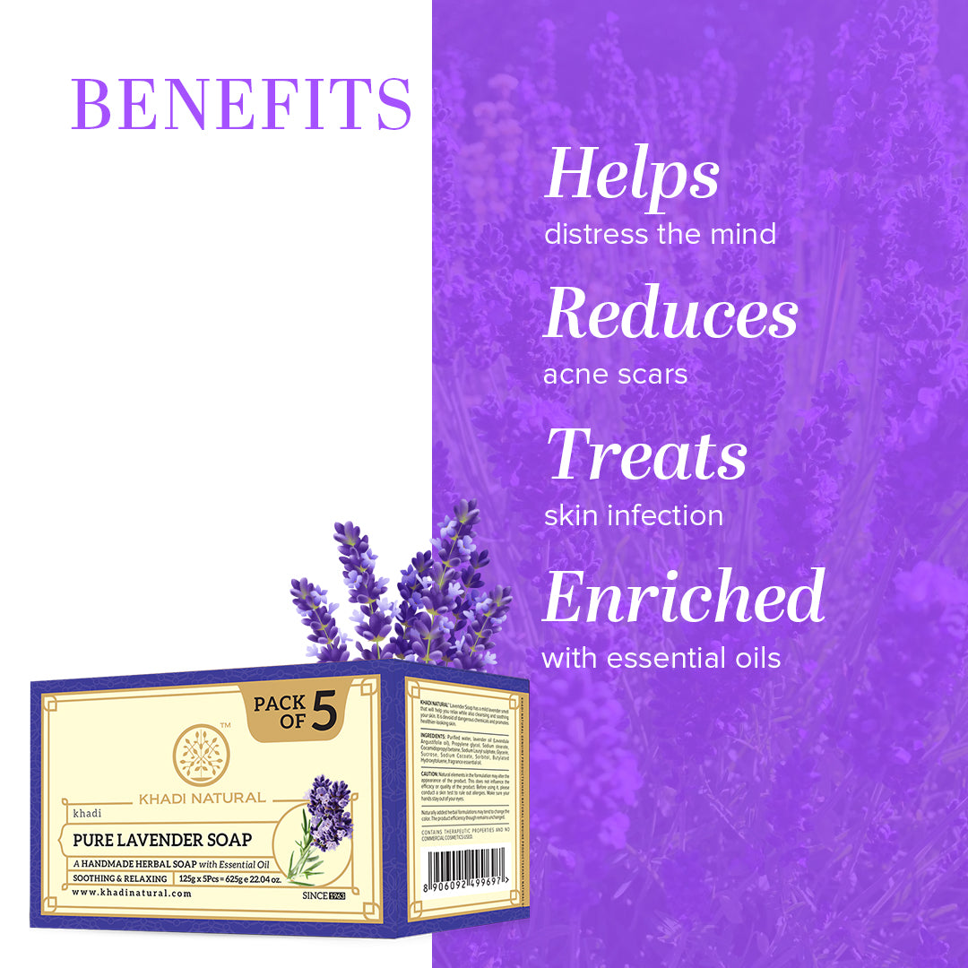Khadi Natural Herbal Pure Lavender Soap Pack of 5