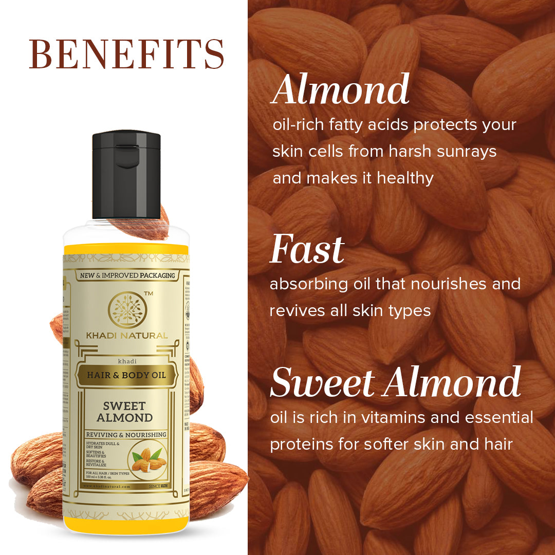 Khadi Natural Sweet Almond Hair & Body Oil - 100 ml