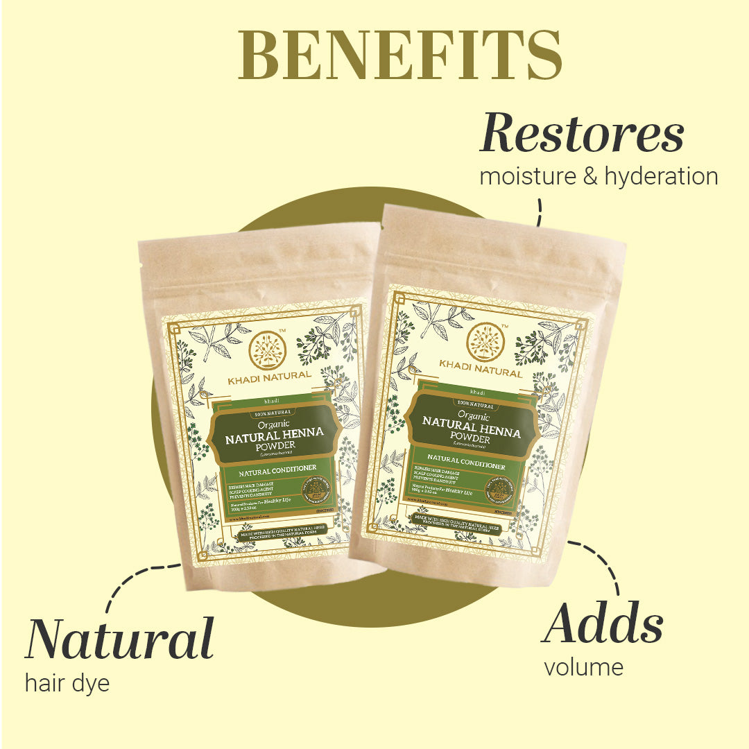 KHADI NATURAL Organic Herbal Henna Powder - 100% Natural - 100 g